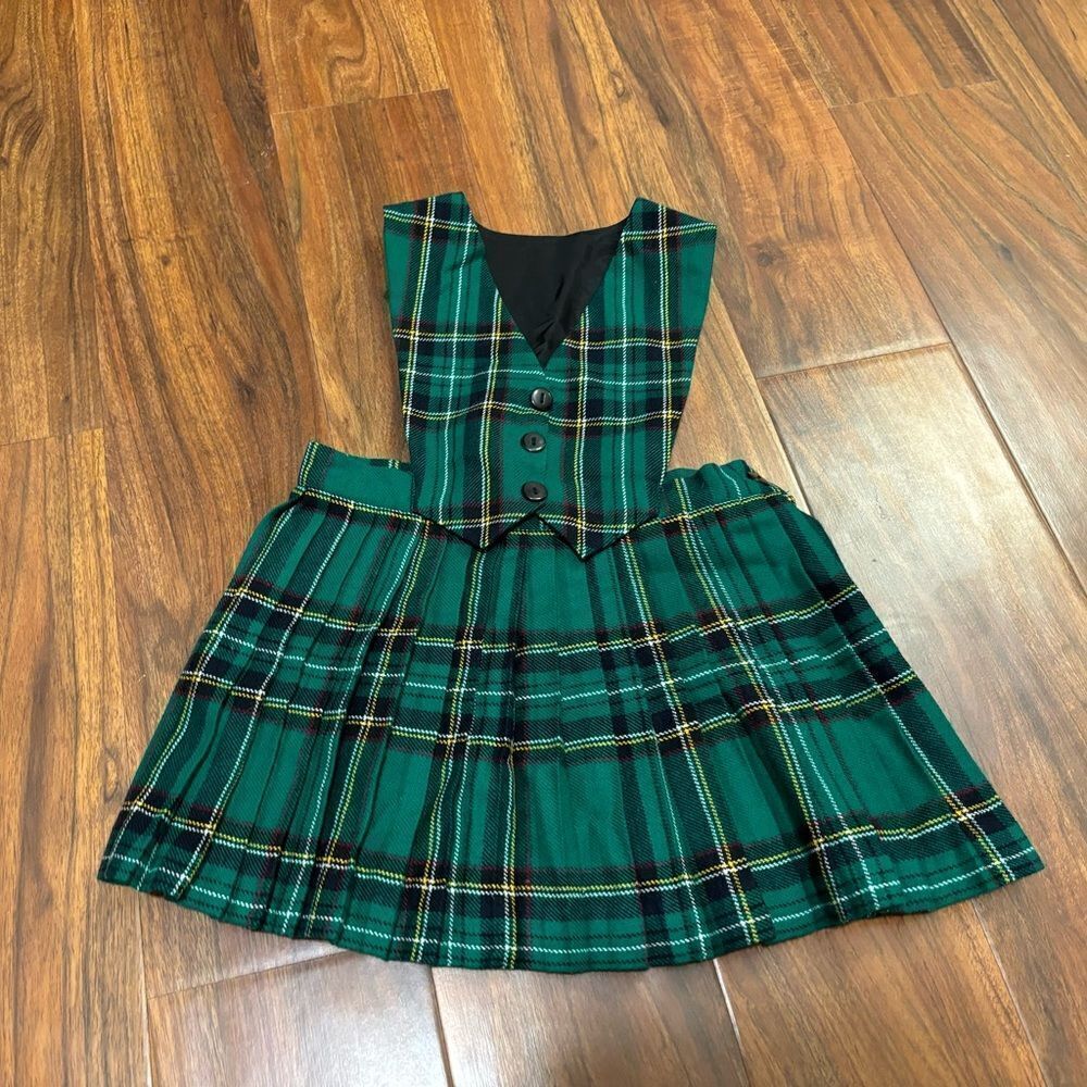O’Neil of Dublin Ireland Irish plaid green jumper dress